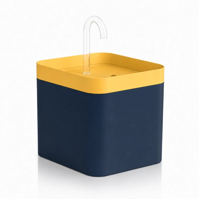 Fontaine eau chat compacte et élégante - Ovelou : modèle Bleu Minuit avec alimentation USB - AstuceChat