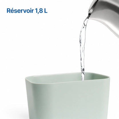 Fontaine eau chat compacte et élégante - Ovelou : réservoir 1,8 L du modèle Vert Sauge - AstuceChat