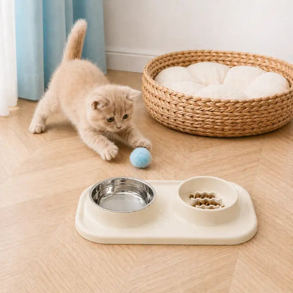 Gamelle anti glouton chaton double - Gaton : lifestyle chaton - AstuceChat