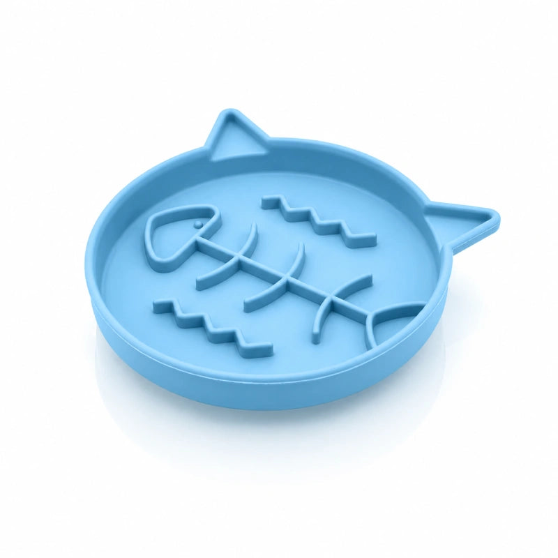 Gamelle anti glouton chaton poisson - Garête : modèle Bleu Céleste - AstuceChat