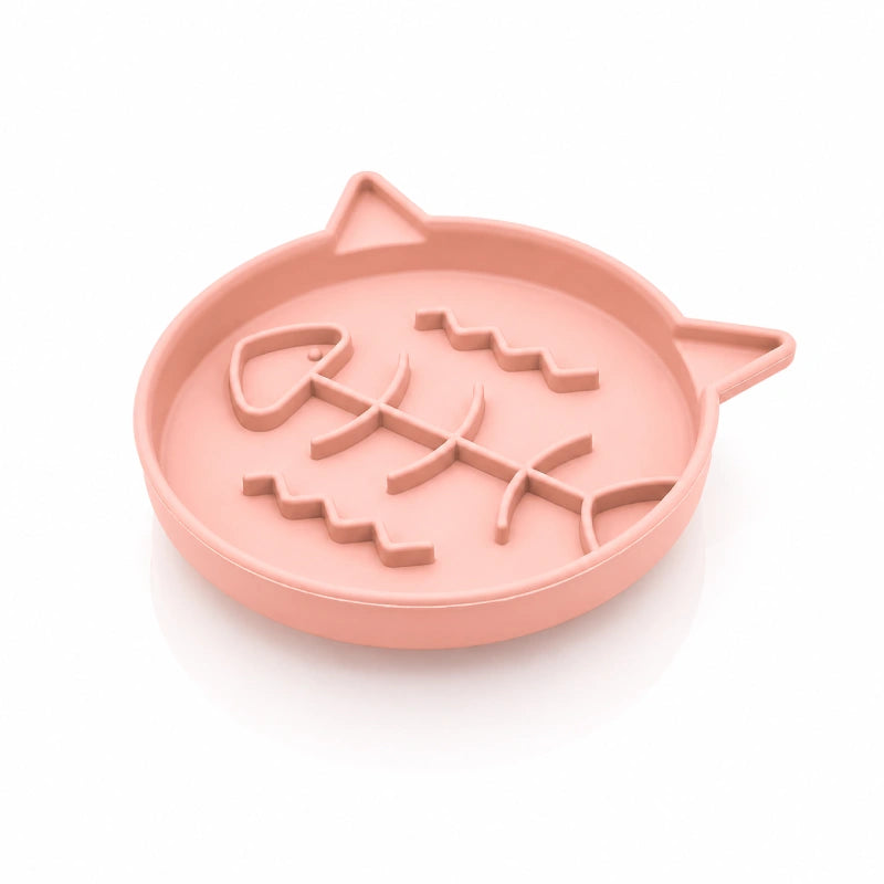 Gamelle anti glouton chaton poisson - Garête : modèle Rose Poudré - AstuceChat