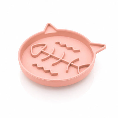 Gamelle anti glouton chaton poisson - Garête : modèle Rose Poudré - AstuceChat