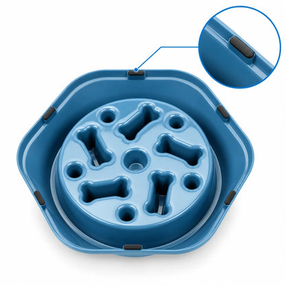 Gamelle anti glouton pour chat - Ganos : dessous Bleu Fjord avec détail de la base antidérapante - AstuceChat