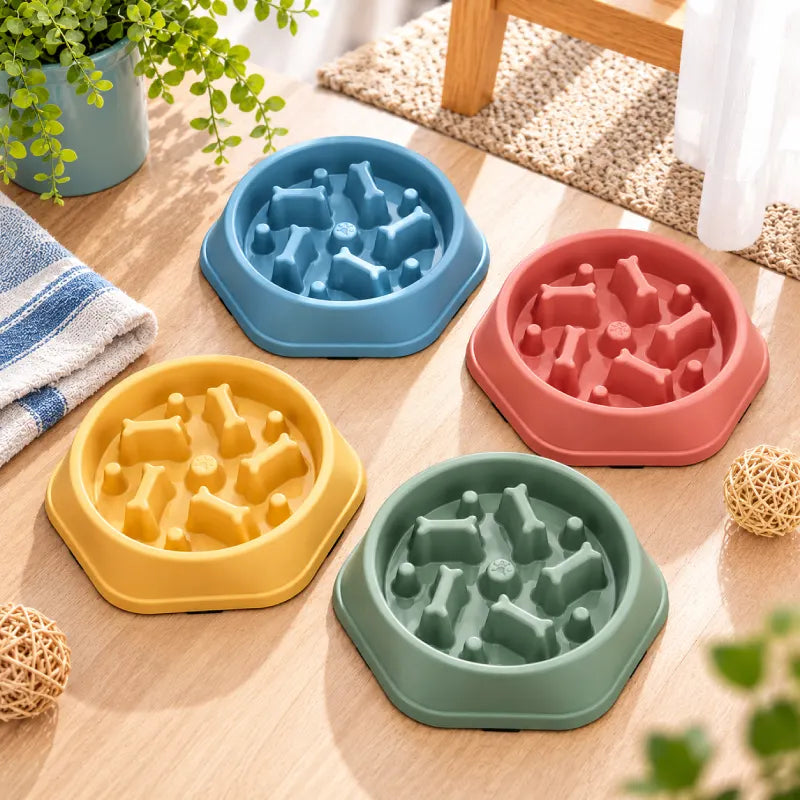 Gamelle anti glouton pour chat - Ganos : quatre coloris Bleu Fjord, Rose Corail, Jaune Miel et Vert Sauge - AstuceChat