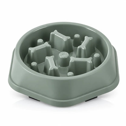 Gamelle anti glouton pour chat - Ganos : variante Vert Sauge avec reliefs en forme d’os - AstuceChat
