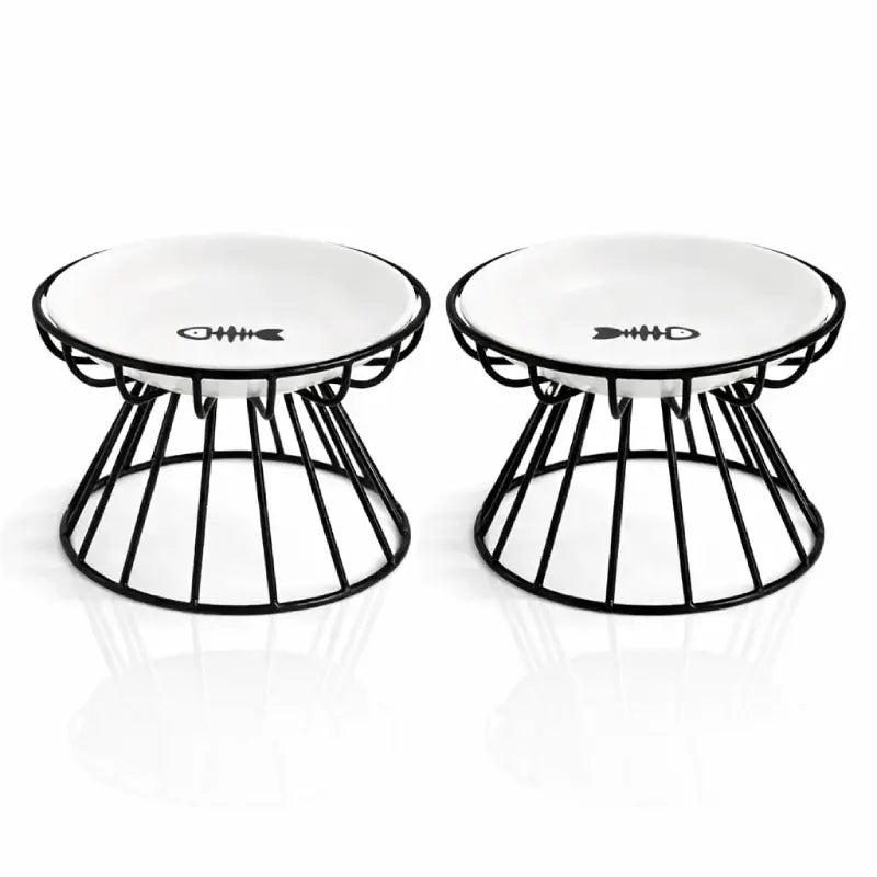 Gamelle céramique pour chat - Galyra : modèle duo Noir Carbone - AstuceChat
