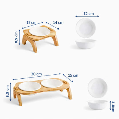 Gamelle chat bambou - Galma : dimensions des supports Solo et Duo - AstuceChat