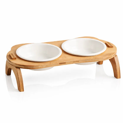 Gamelle chat bambou - Galma : version Duo sur fond blanc avec reflet léger - AstuceChat