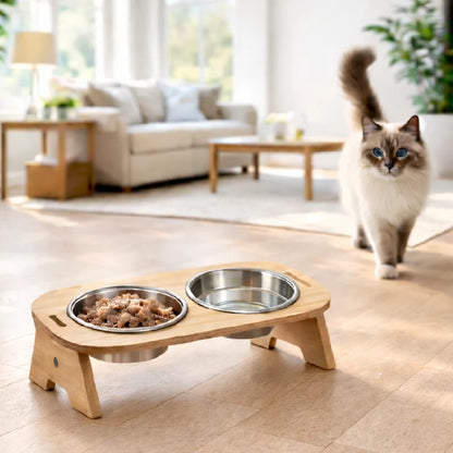 Gamelle chat bois - Gabane : présence discrète et équilibre visuel au quotidien - AstuceChat