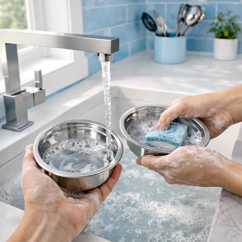 Gamelle chat bois - Gabane : lavage des bols en inox - AstuceChat