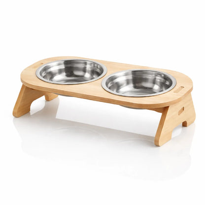 Gamelle chat bois - Gabane : packshot miroir version Duo - AstuceChat