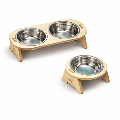 Gamelle chat bois - Gabane : versions Solo et Duo sur fond blanc - AstuceChat