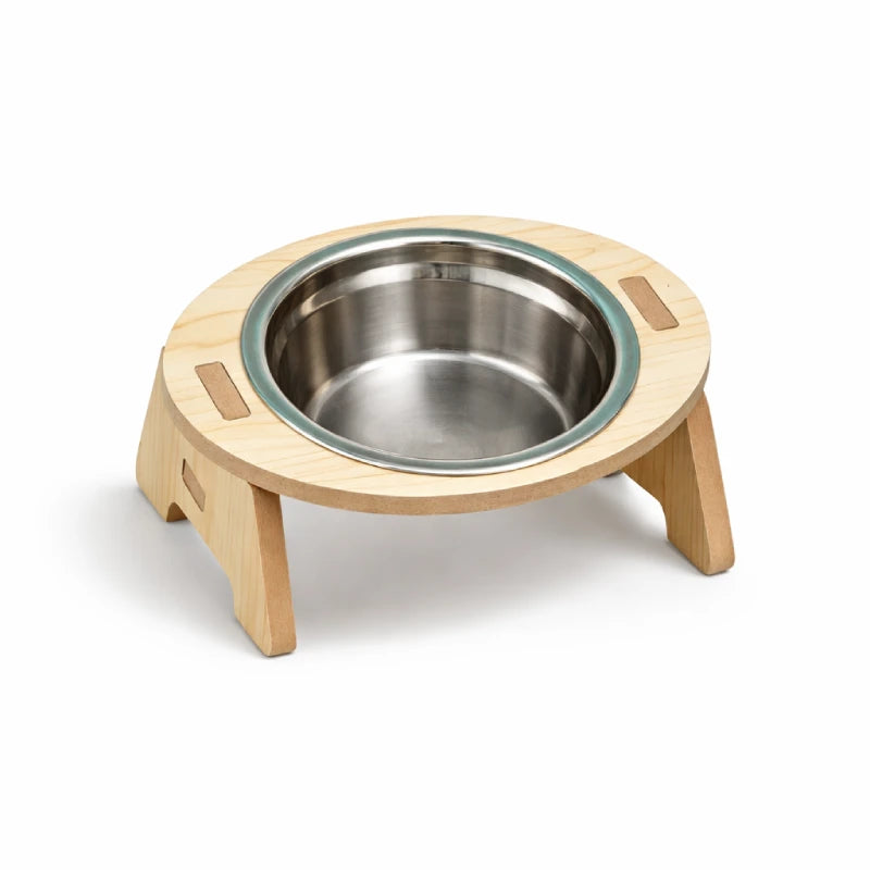 Gamelle chat bois - Gabane : vue face version Solo sur fond blanc - AstuceChat