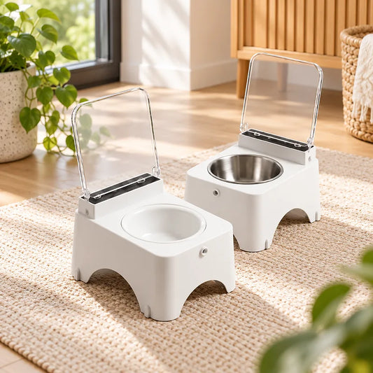 Gamelle chat couvercle automatique - Gacap : versions avec bol en céramique et bol inox - AstuceChat