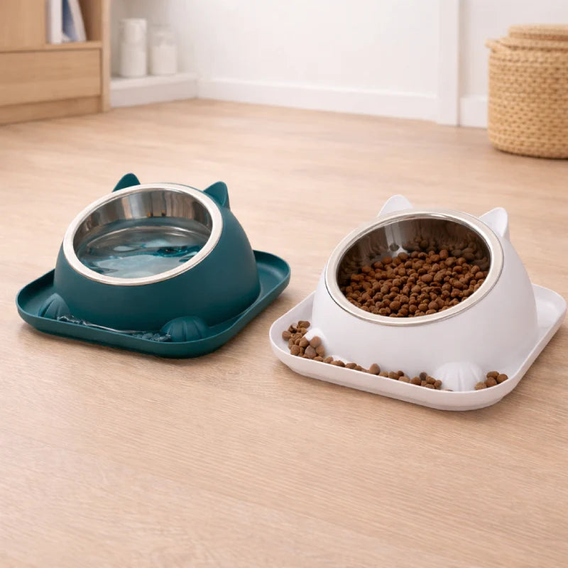 Gamelle chat design - Gachat : vue produits Bleu Nuit et Blanc Nacré - AstuceChat