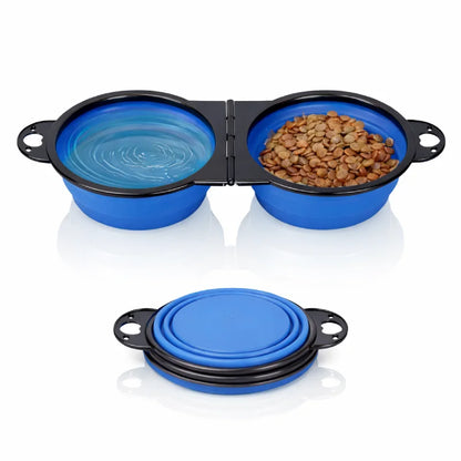 Gamelle chat silicone - double bleu horizon avec eau et croquettes - Gaflexi - AstuceChat