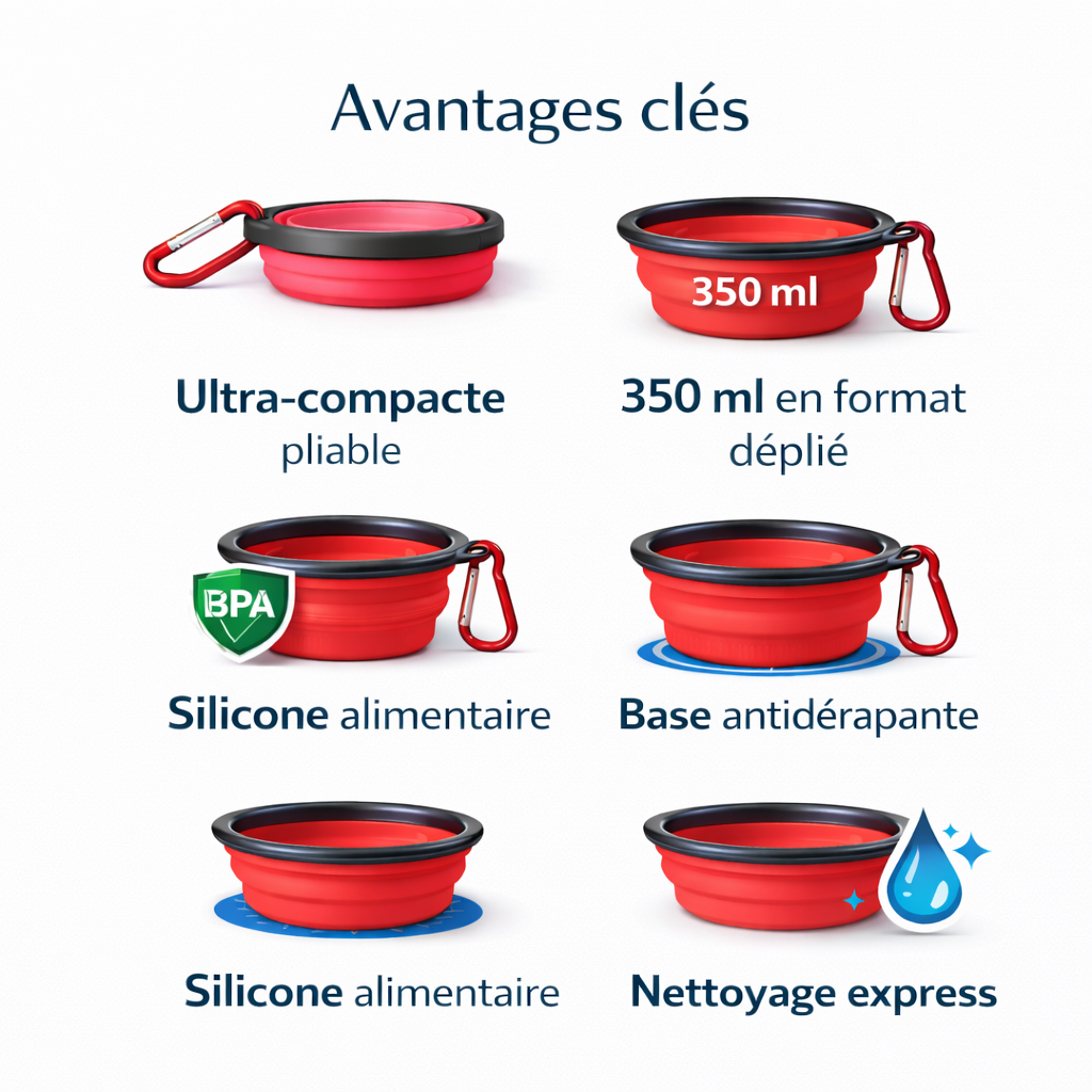 Gamelle chat silicone - Gaflexi : avantages clés Rouge Canyon - AstuceChat