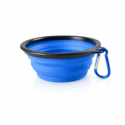 Gamelle chat silicone - Gaflexi - bol pliable bleu avec mousqueton intégré - AstuceChat