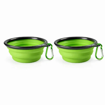 Gamelle chat silicone - Gaflexi - deux gamelles pliables vertes avec mousqueton intégré - AstuceChat