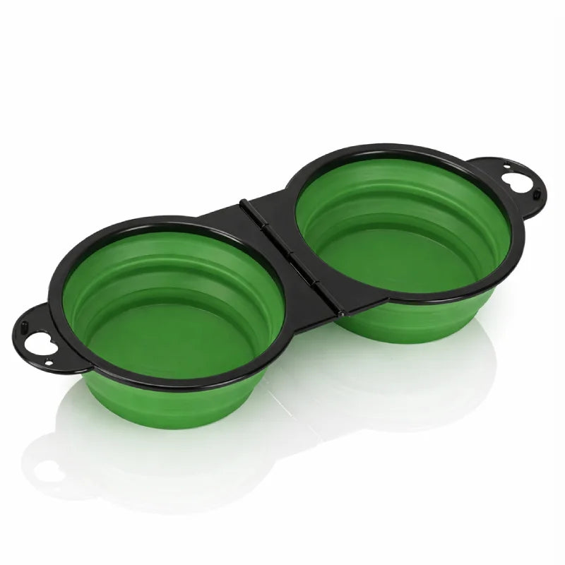 Gamelle chat silicone - Gaflexi : modèle double Vert Forêt - AstuceChat