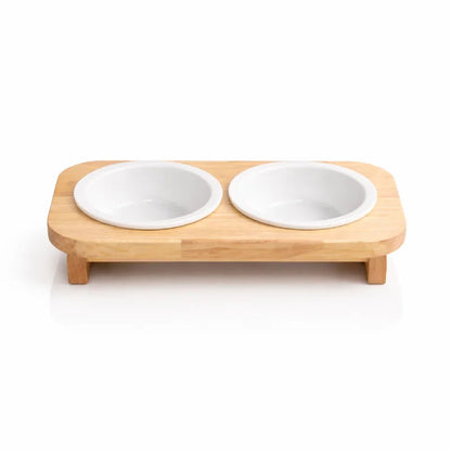Gamelle chat support bois - Galbeau : modèle Duo - AstuceChat