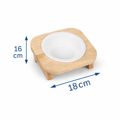 Gamelle chat support bois - Galbeau : vue dimensions Solo - AstuceChat