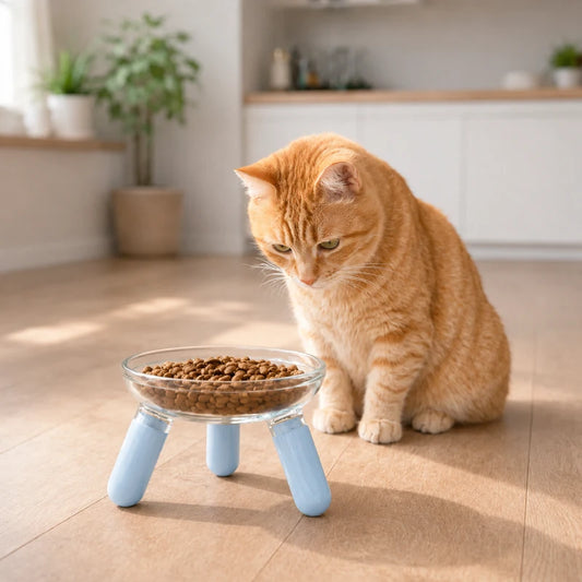Gamelle chat surélevée – Gavéra – bleu céleste avec intérieur moderne – AstuceChat