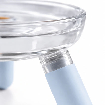 Gamelle chat surélevée - Gavéra : détail verre et bleu céleste - AstuceChat