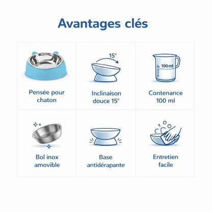 Gamelle chaton inclinée - Gattino : avantages clés - AstuceChat