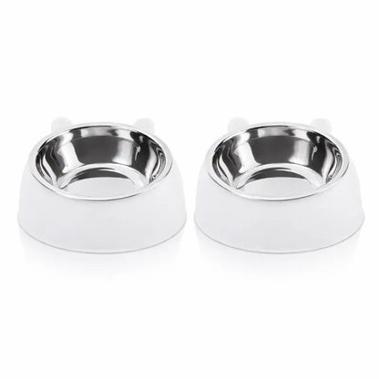 Gamelle chaton inclinée - Gattino : modèle duo Blanc Nacré - AstuceChat