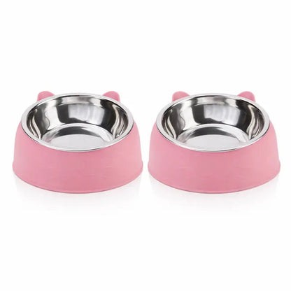 Gamelle chaton inclinée - Gattino : modèle duo Rose Poudré - AstuceChat