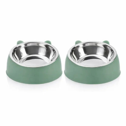 Gamelle chaton inclinée - Gattino : modèle duo Vert Sauge - AstuceChat