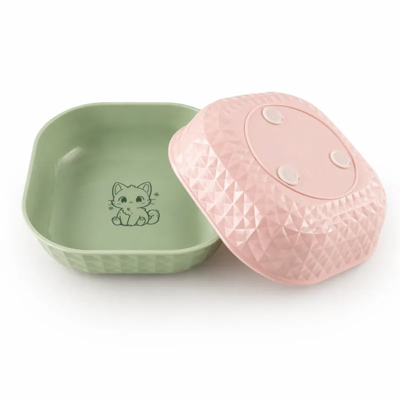 Gamelle Chaton Lot de 6 - Gacubi : bols Rose Poudré et Vert Tilleul stables - AstuceChat
