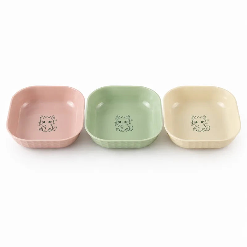 Gamelle chaton lot de 6 - Gacubi : coloris Beige Sable, Vert Tilleul et Rose Poudré - AstuceChat
