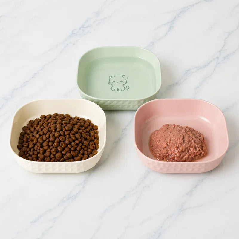 Gamelle chaton lot de 6 - Gacubi : coloris Beige Sable, Vert Tilleul et Rose Poudré - AstuceChat