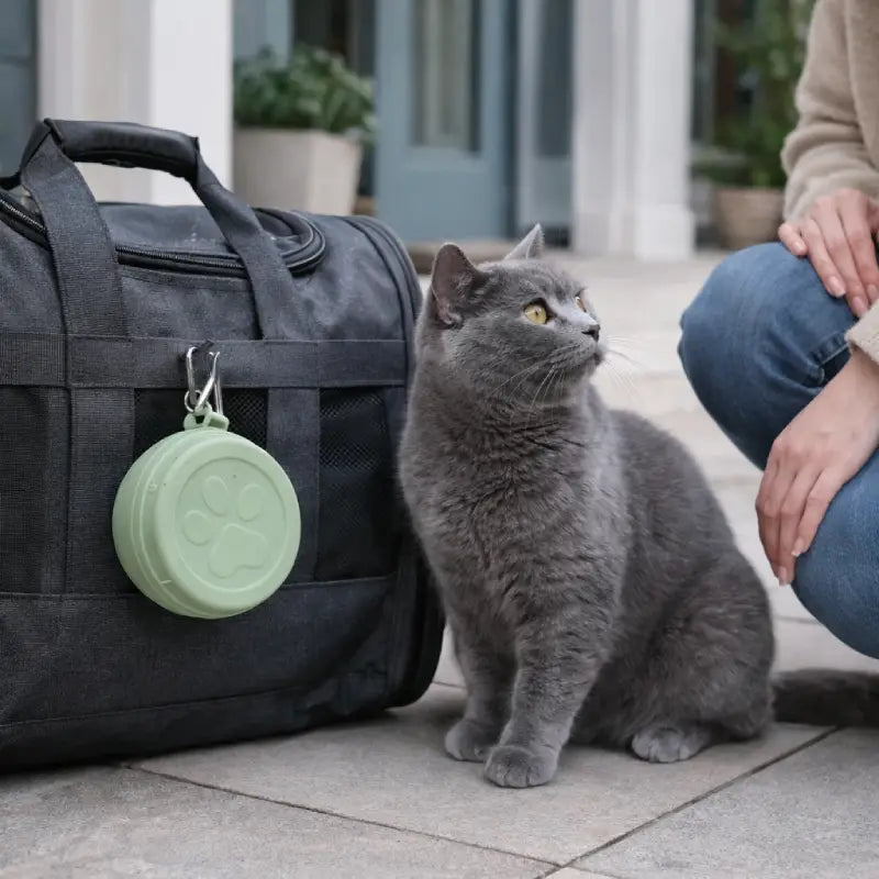 Gamelle de transport pour chat - Gatilo : avec British Shorthair gris - AstuceChat