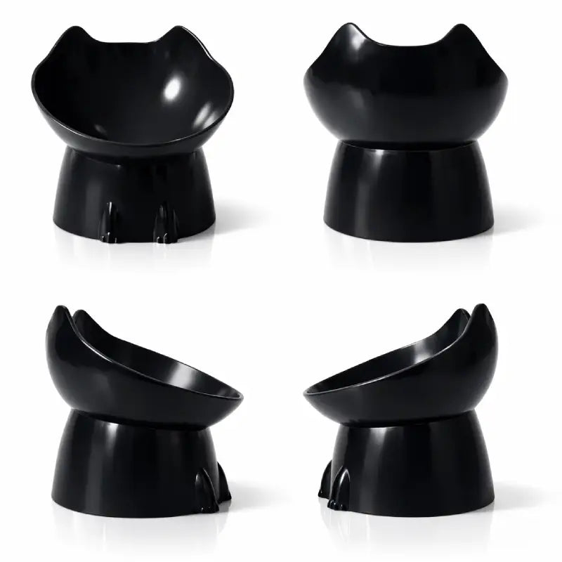 Gamelle design pour chat - Gaféli : vue multi angles noir - AstuceChat