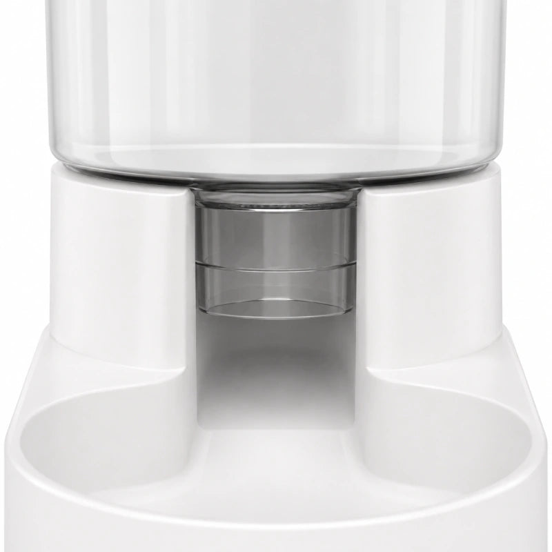 Gamelle distributeur chat - Celvia : détail de la sortie du réservoir transparent - AstuceChat