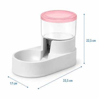 Gamelle distributeur chat - Celvia : dimensions 22,5 x 33,5 x 17 cm du modèle Rose Poudré - AstuceChat
