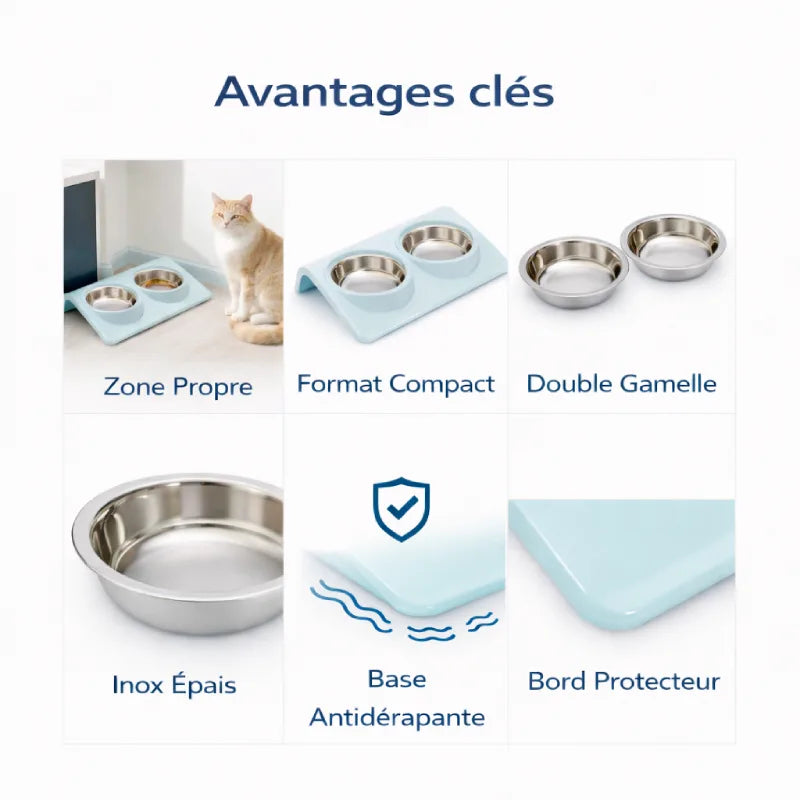 Gamelle eau chat anti renversement - Galance : avantages clés - AstuceChat