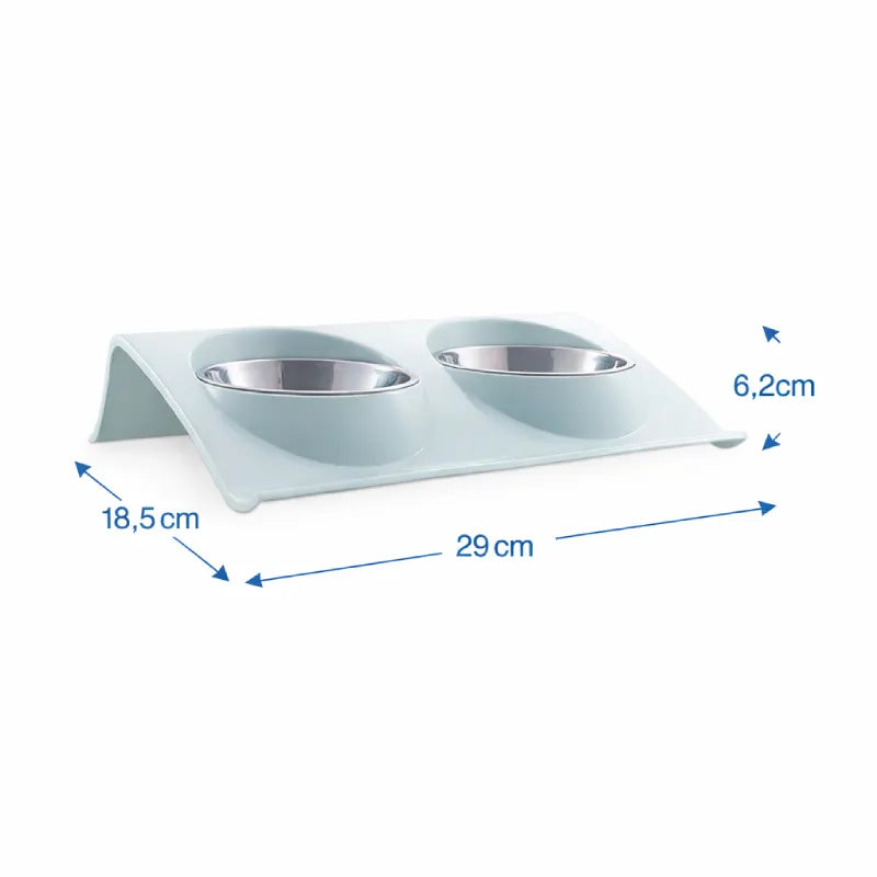 Gamelle eau chat anti renversement - Galance : dimensions du support Bleu Céleste - AstuceChat