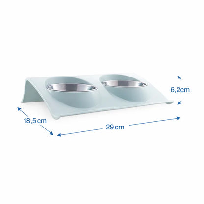 Gamelle eau chat anti renversement - Galance : dimensions du support Bleu Céleste - AstuceChat