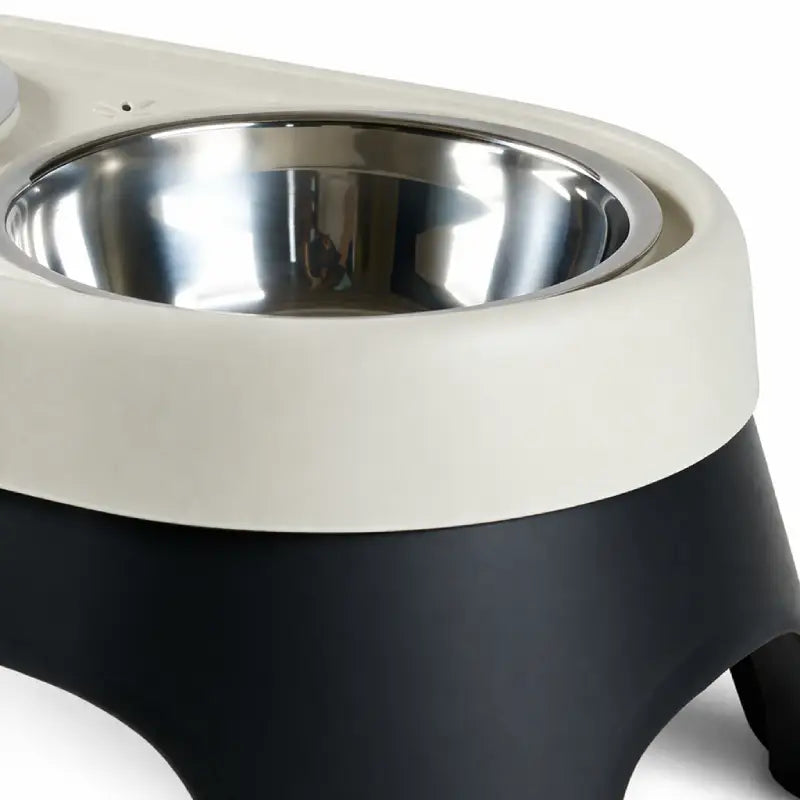 Gamelle en hauteur pour chat - Galyo : détail bol inox Ivoire Nuit et Noir - AstuceChat