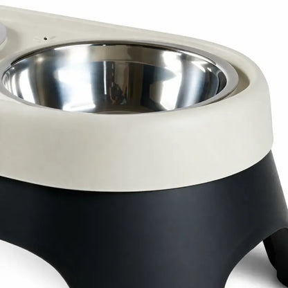 Gamelle en hauteur pour chat - Galyo : détail bol inox Ivoire Nuit et Noir - AstuceChat