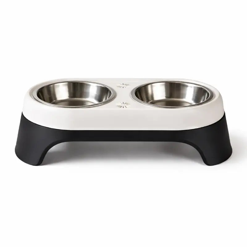 Gamelle en hauteur pour chat - Galyo : vue face Ivoire Nuit et Noir - AstuceChat