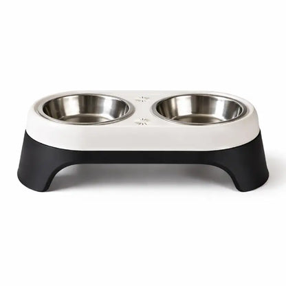 Gamelle en hauteur pour chat - Galyo : vue face Ivoire Nuit et Noir - AstuceChat