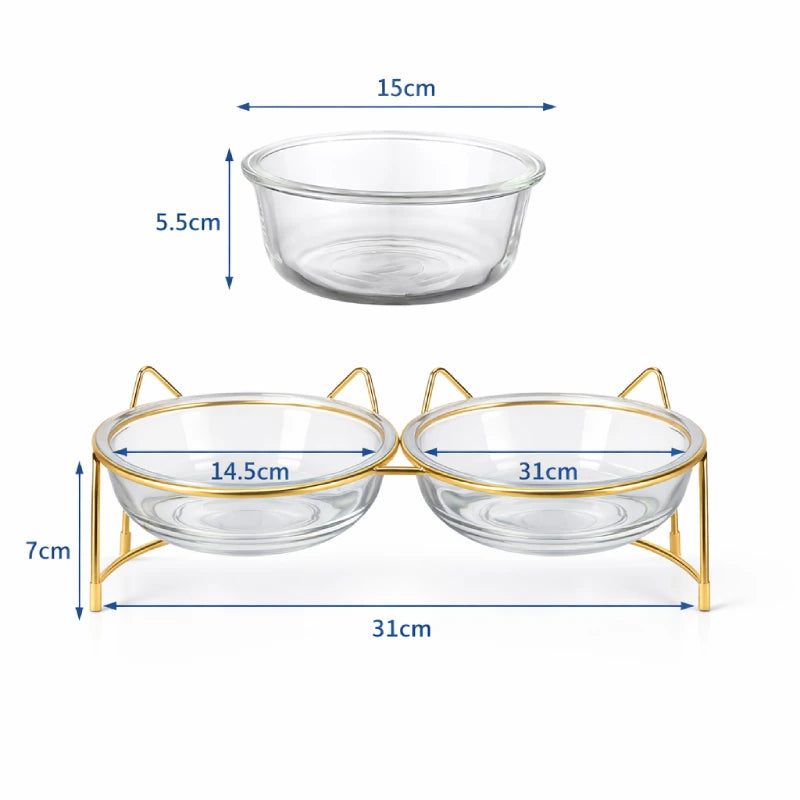 Gamelle en verre pour chat - Gadéko - dimensions 15 cm 14,5 cm 7 cm - AstuceChat