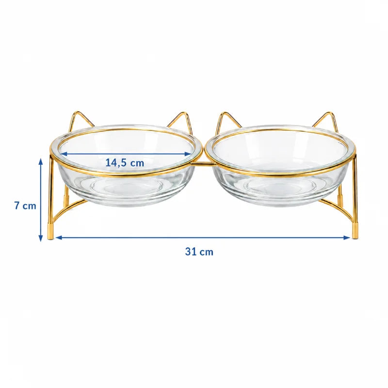 Gamelle en verre pour chat - Gadéko : dimensions duo - AstuceChat