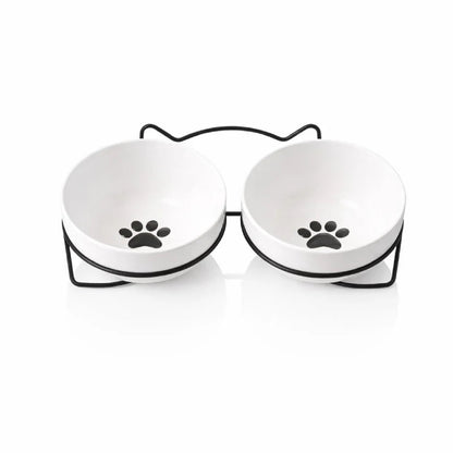 Gamelle ergonomique chat - Gavielle : Duo Noir Mat - Double Pattes - AstuceChat