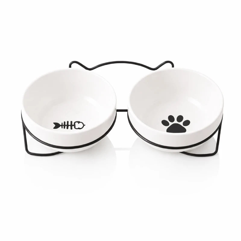 Gamelle ergonomique chat - Gavielle : Duo Noir Mat - Mixte - AstuceChat